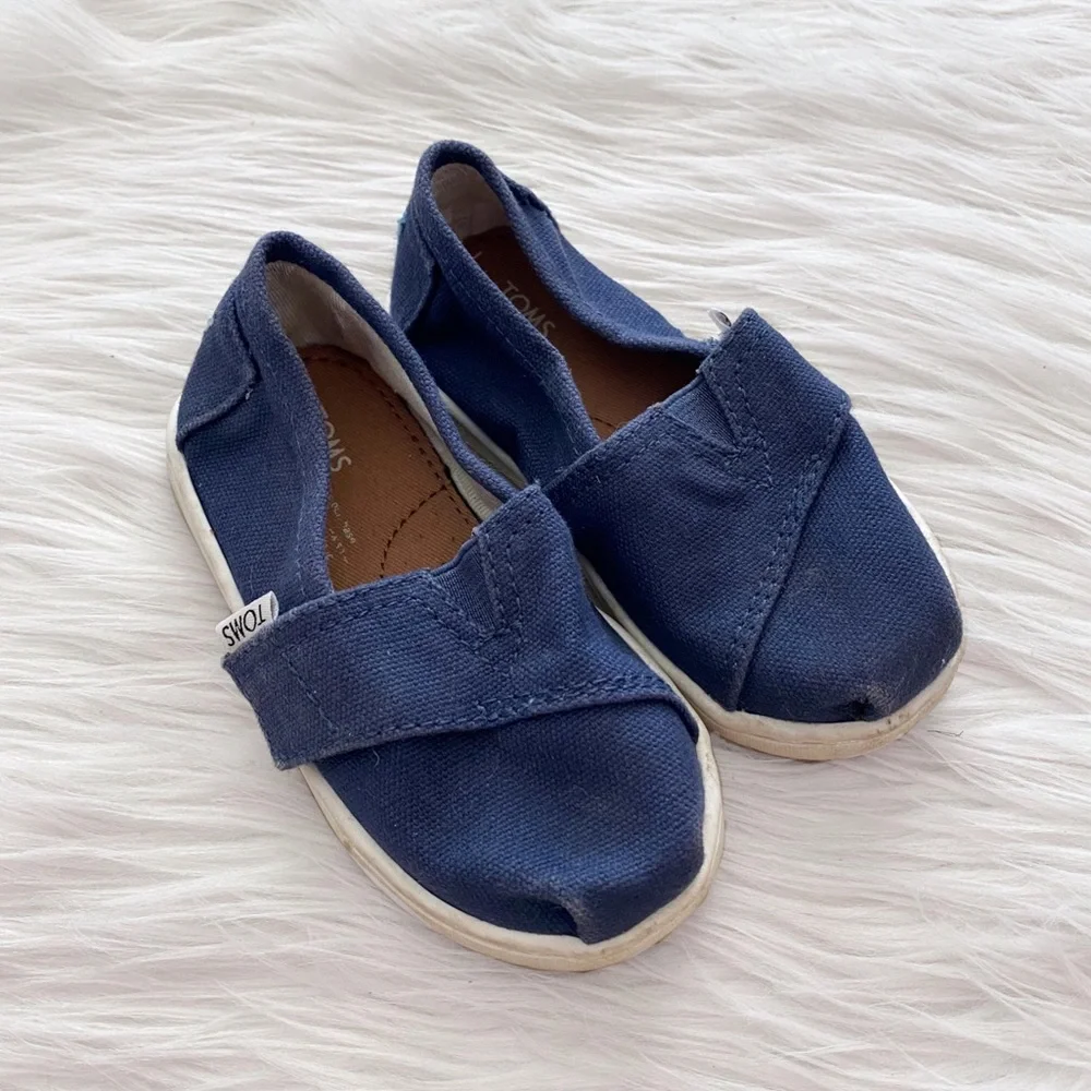 Toms Kids Blue Canvas Alpargata Slip-On Baby Shoes